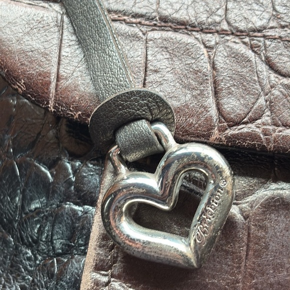 Brighton Ann Marie Bag Black Pearl Chocolate Brown Crocodile Embossed Crossbody - Picture 16 of 17